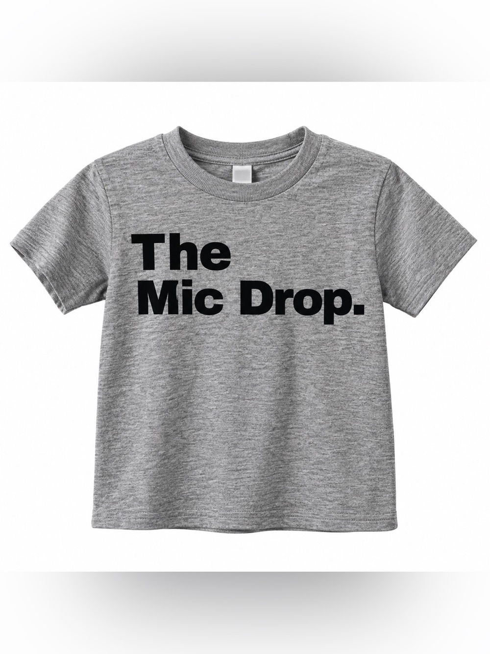 Port and Company Heather Gray Crewneck with Black 'The Mic Drop.' Graphic